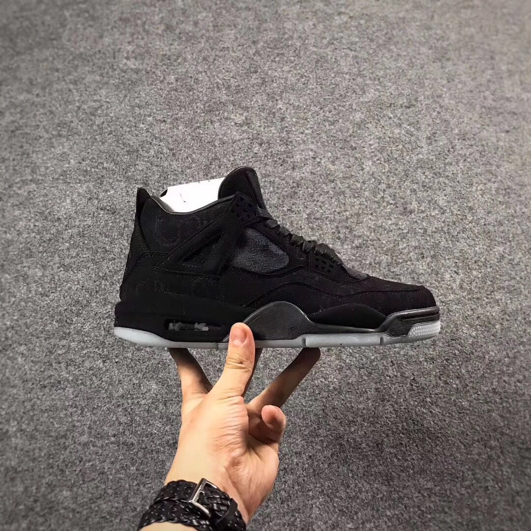 KAWS x Air Jordan 4 All Black Shoes For Women